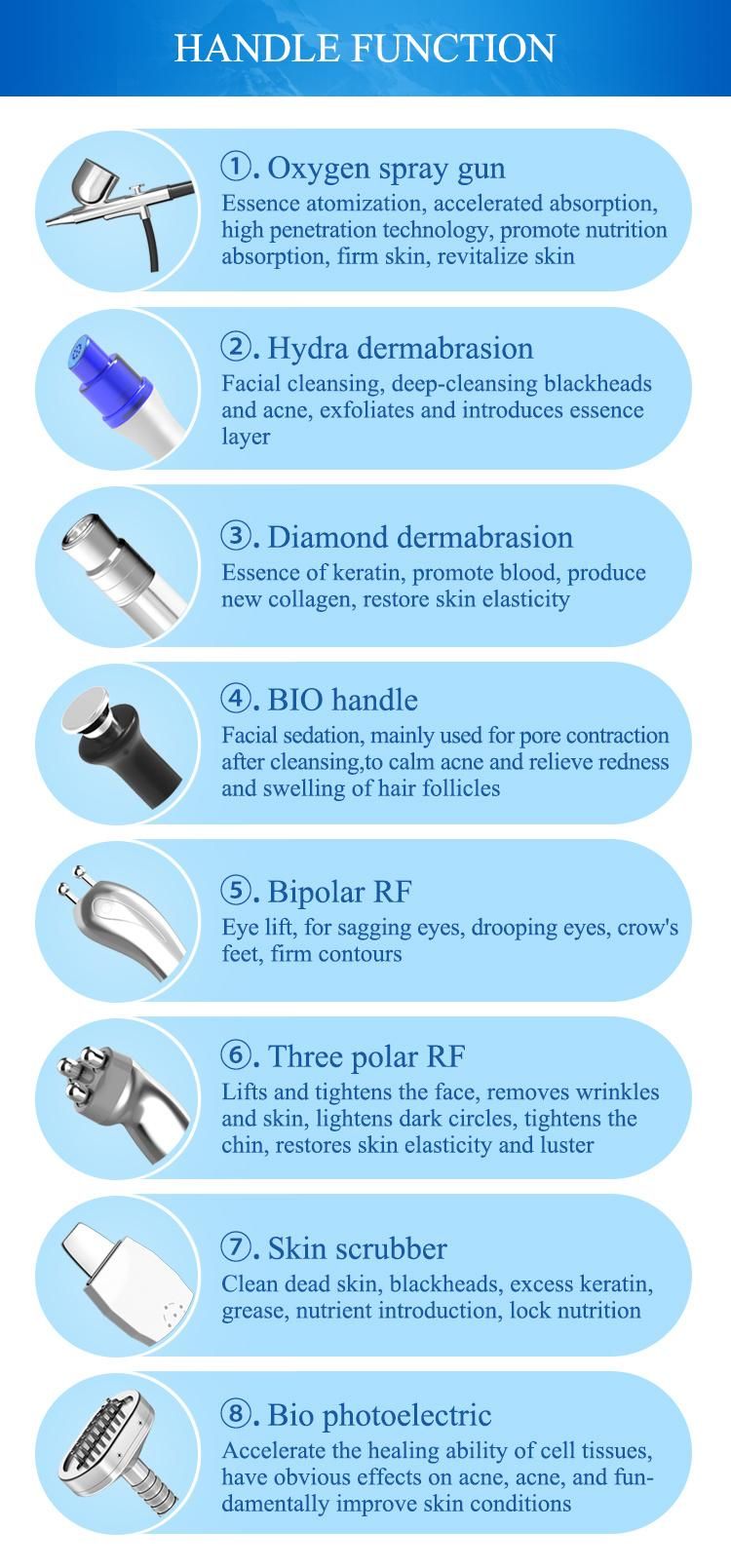 Portable 10 in 1 Skin Care Hydro Microdermabrasion Machine Diamond Peel Dermabrasion RF Bio Beauty Equipment Skin Firming SPA639