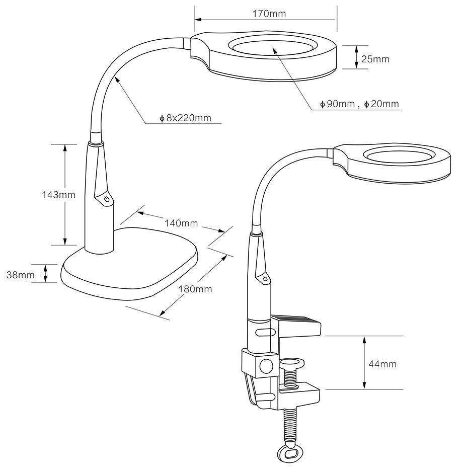 Hot Sale Magnifying Lamp Inspection Working Lamp 2 in 1 Table-Clamp LED Magnifier Lamp