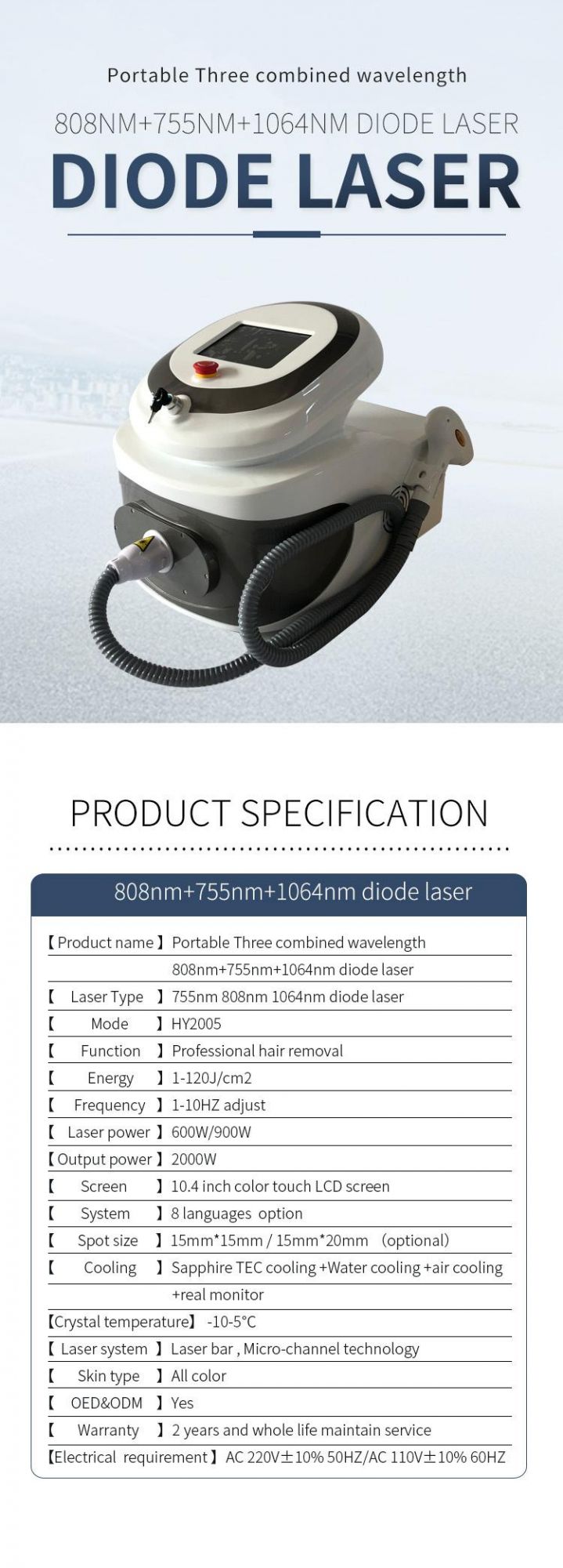 Manufacturer 808nm Diode Hair Removal Permanently Laser Machine Price