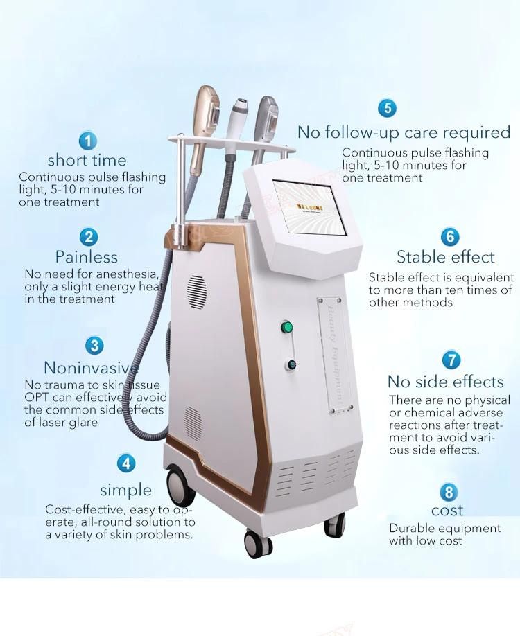 Multifunction 4 in 1 Dpl Shr RF ND YAG Laser Machine for Hair Removal Skin Rejevenation Tattoo Removal Beauty Salon Equipment