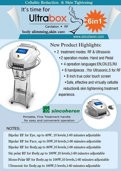 Bipolar RF Ultrasonic Cavitation Vacuum Slimming/Fat Cellulite Reduction Machine