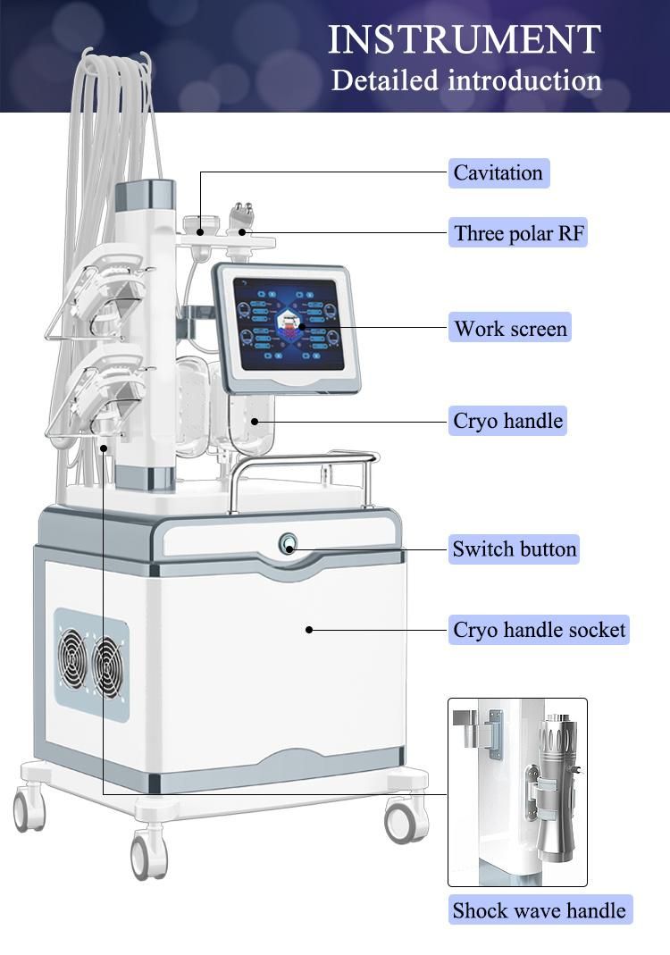 7 in 1 RF Cavitation Shockwave Therapy Crypolysis Fat Freezing Machine