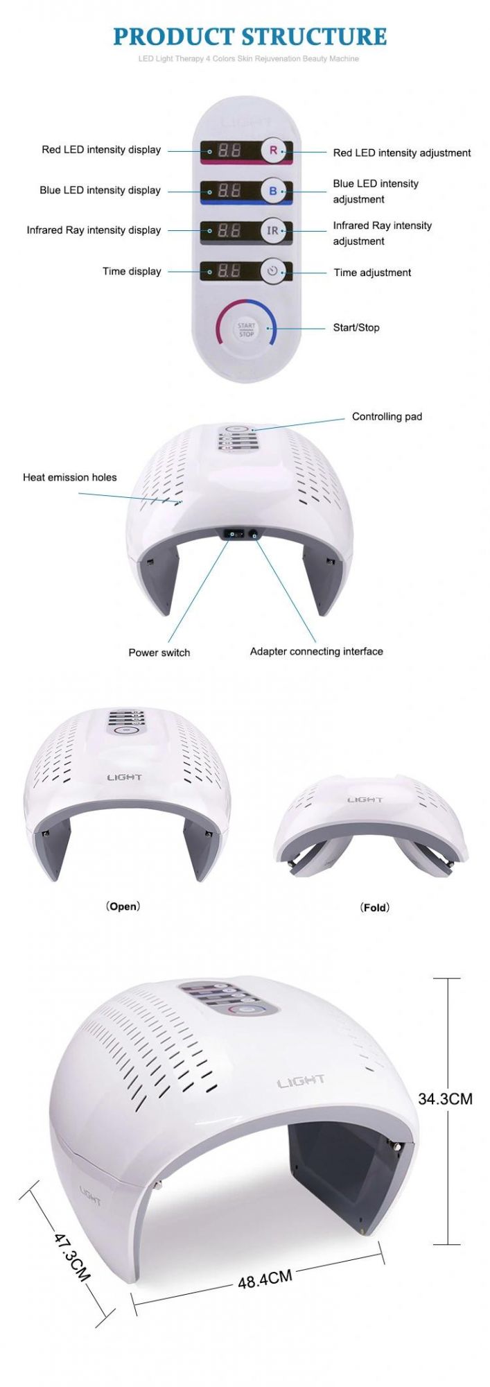 PDT LED Light Therapy Beauty Device with 7 Colors