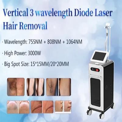 Beauty Salon Equipment Vertical 3 Wavelength Diode Laser Hair Removal Machine