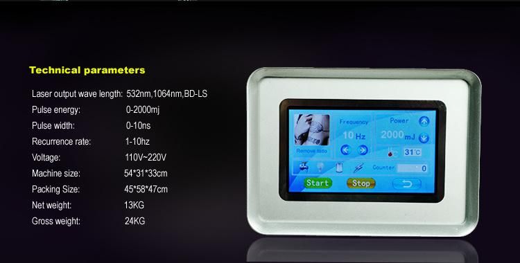 Portable Q Switch ND YAG Laser for Tattoo Removal with 1320nm 1064nm 532nm