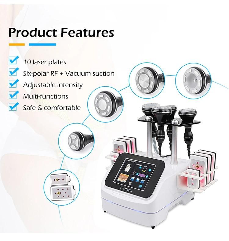 New Design Customized 6 in 1 Vacuum RF 40K Cavitation Lipo Laser Multifunctional Body Slimming Skin Tightening Machine