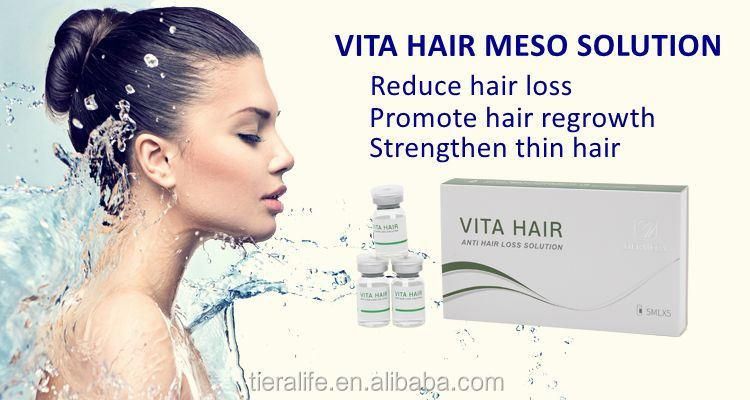 Dermeca Vita Hair 5ml*5vials/Box Mesotherapy Cocktails Injectable Ha Serum Hyaluronic Acid Anti Hair Fall Solution Meso Repair Hair Growth Treatment for Clinic