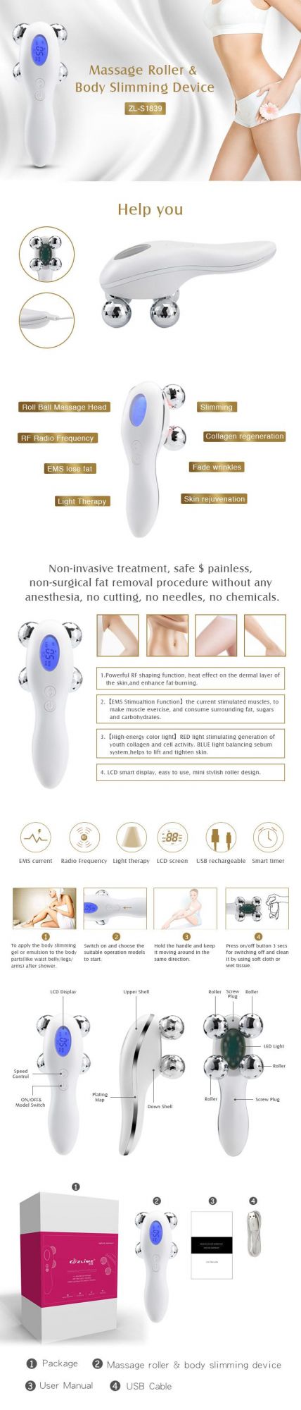 Massage Roller & Body Slimming Device, Slimming Massager, Electric Beauty Equipment, OEM