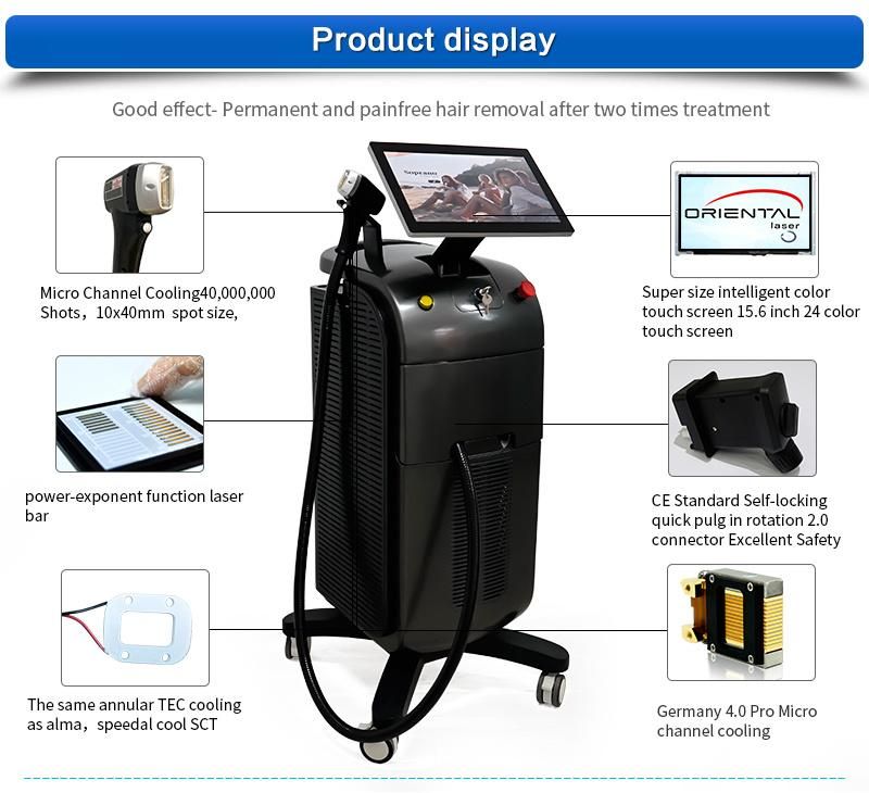 Permanent Alexandrite Micro Channel Soprano Ice Depilation Electrolysis Epilator Diode Laser 755 808