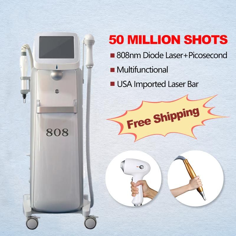 Diode 808nm ND YAG 1064 Laser Tattoo Removal and Hair Removal 2 in 1 Laser Beauty Machine