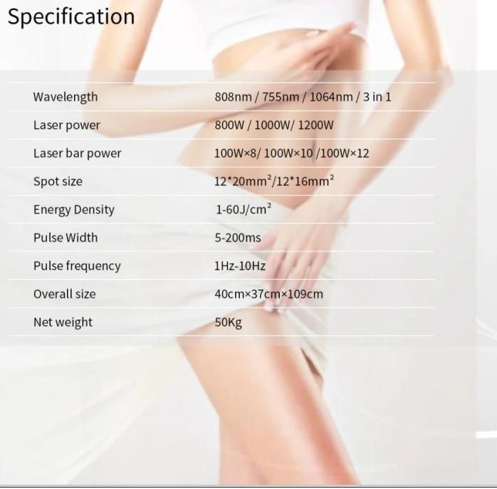 Permanent Hair Loss Vertical 808nm Diode Laser Hair Removal Laser Diode with CE