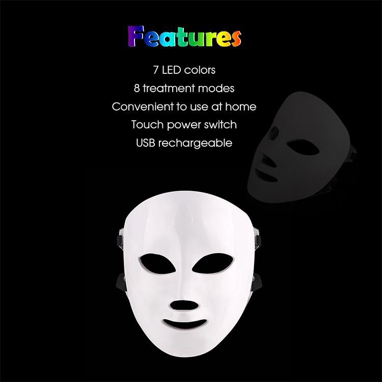 7 Colors LED Phototherapy Beauty Mask PDT LED Facial Machine Light up Therapy LED Face Mask