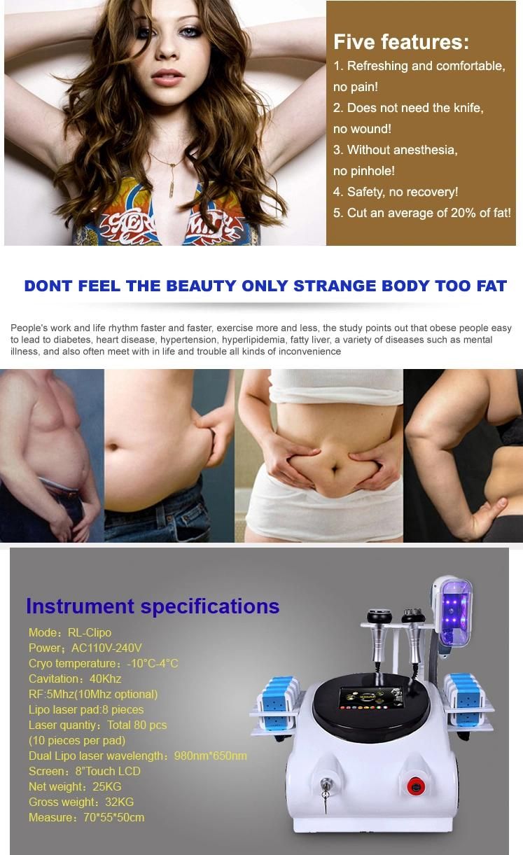 Fat Slimming Lipo Laser Fat Reduction Cryolipolysis Fat Freezing Machine