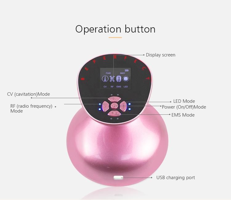 Ultrasonic RF Body Slimming Beauty Device Facial Beauty Massage Slimming Equipment Pink