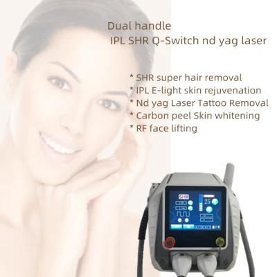 Beijing New Design Factory Promise High Effect Tattoo and Pigment Removal Carbon Peel ND YAG Dual Handle IPL Laser Hair Removal Machine