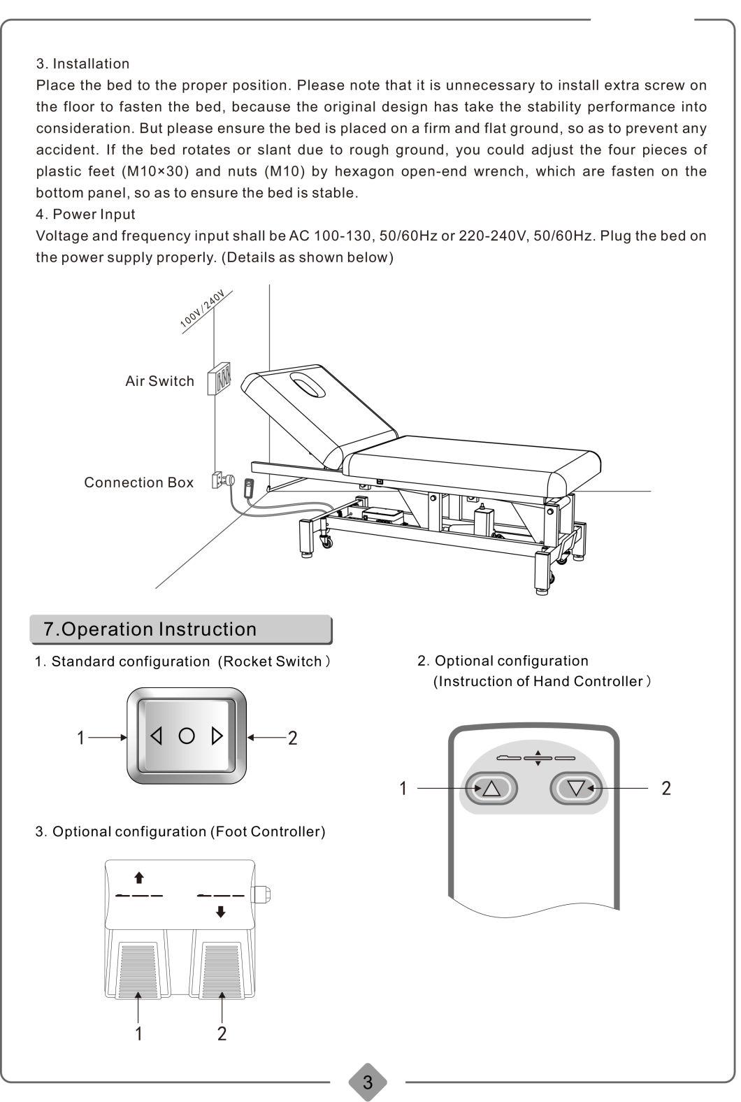 Rh-2212 Best Selling Electric Lift Beauty Bed for Beauty Salon