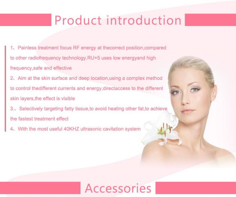 Portable RF Cavitation Ultrasonic Beauty Machine for Skin Tighten and Cellilute Reduction (RU+6)