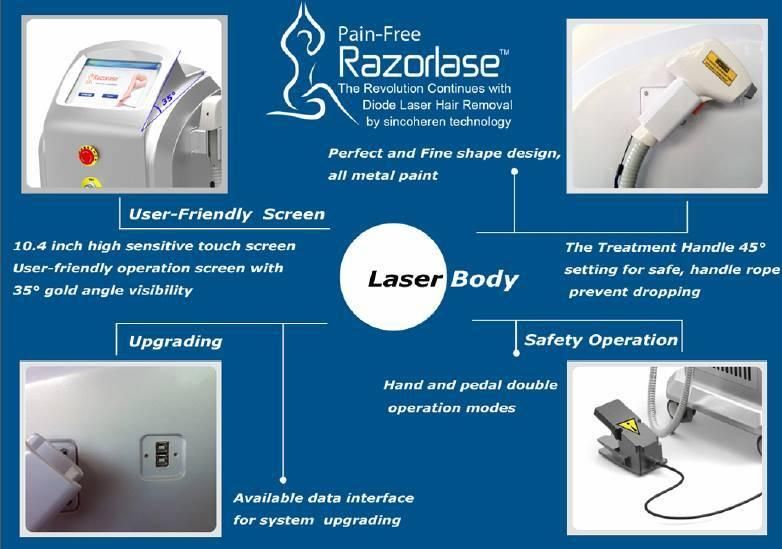 FDA Approved Razorlase Professional Painless 808nm Diode Laser Hair Removal Machine for Sale