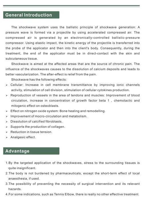 Wide Application Fast Relieve Pain Shockwave Therapy for Pain to Dissolution of Calcium Deposits and Better Vascularization Mslst02-a