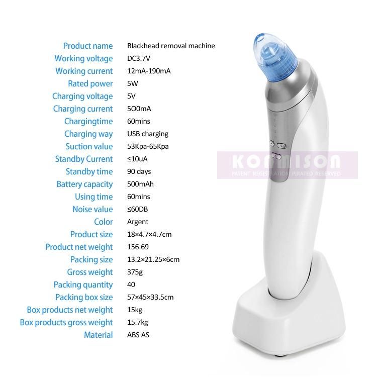 OEM CE Approved Rechargeable Four Suction Heads Dermabrasion Vacuum Pore Cleaner Blackhead Remover Machine