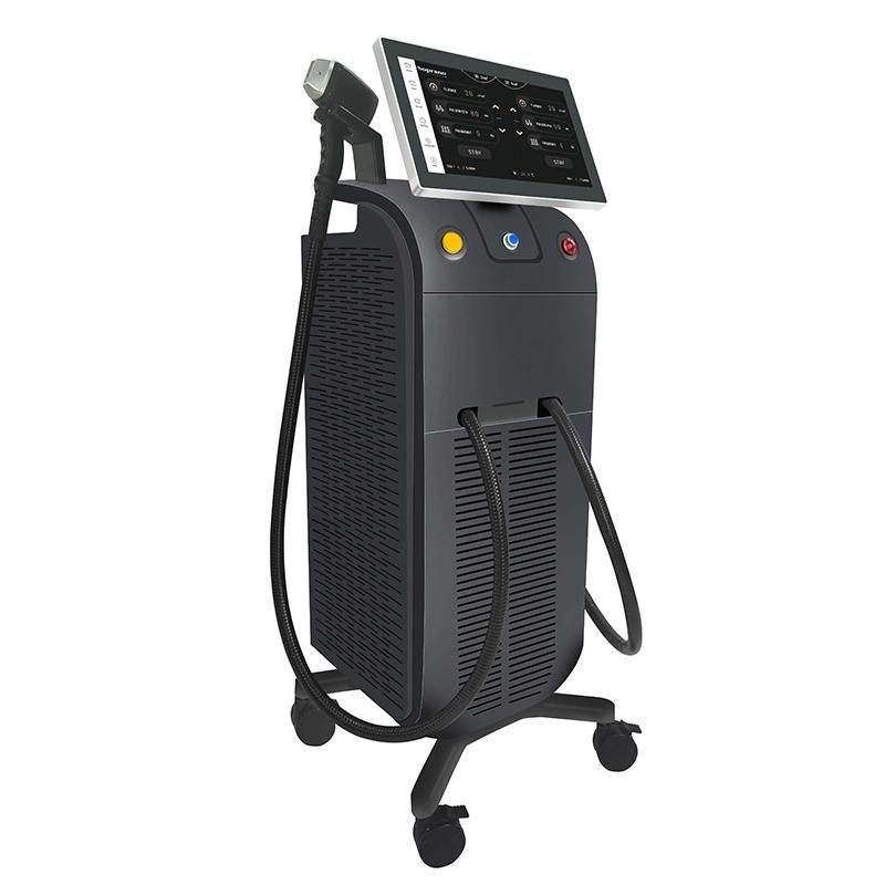 OEM Logo 2 Handle 3 Wavelength Diode Laser 755nm 808nm 1064nm Laser Hair Removal Machine