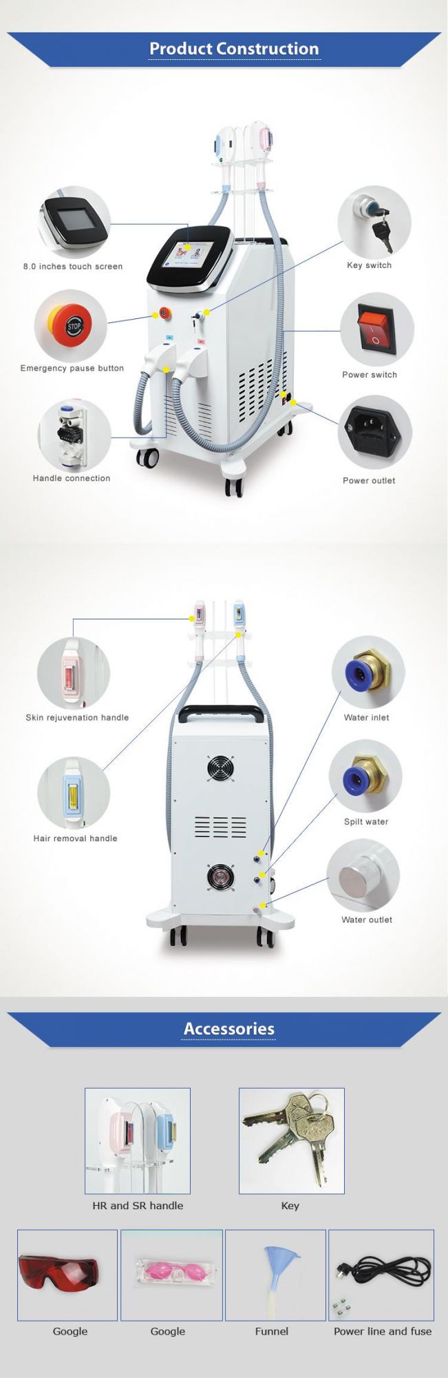 Flash Lamp Shr IPL RF Machine for Hair Removal