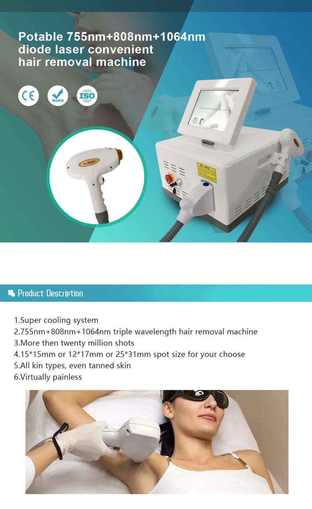 Portable Unhair Laser Machine Diode Laser 808 Hair Removal Salon Equipment