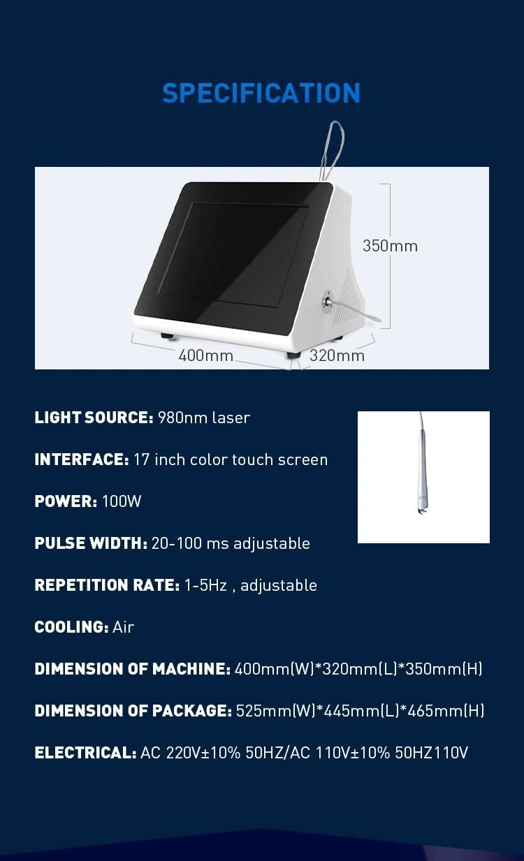 980nm Laser Spider Vein/Vascular Removal Therapy Machine
