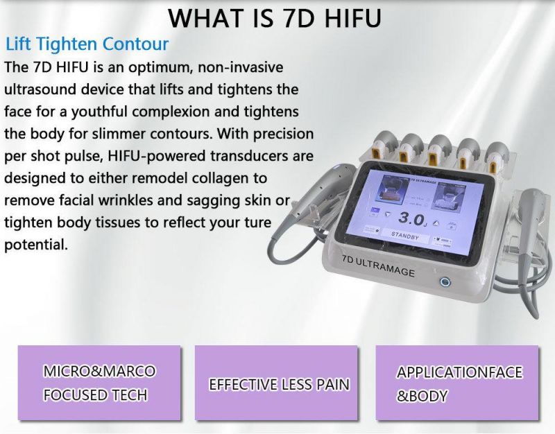 Face Lifting Device 7D Hifu Cartridge for Anti-Wrinkles