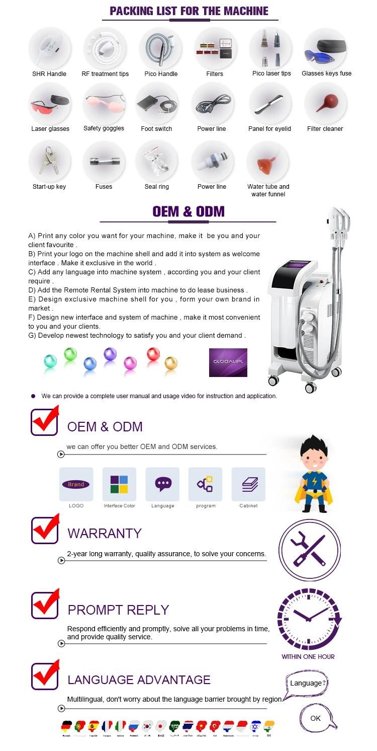 4h IPL Shr Hair Removal Machine Opt Dpl for Salon Use