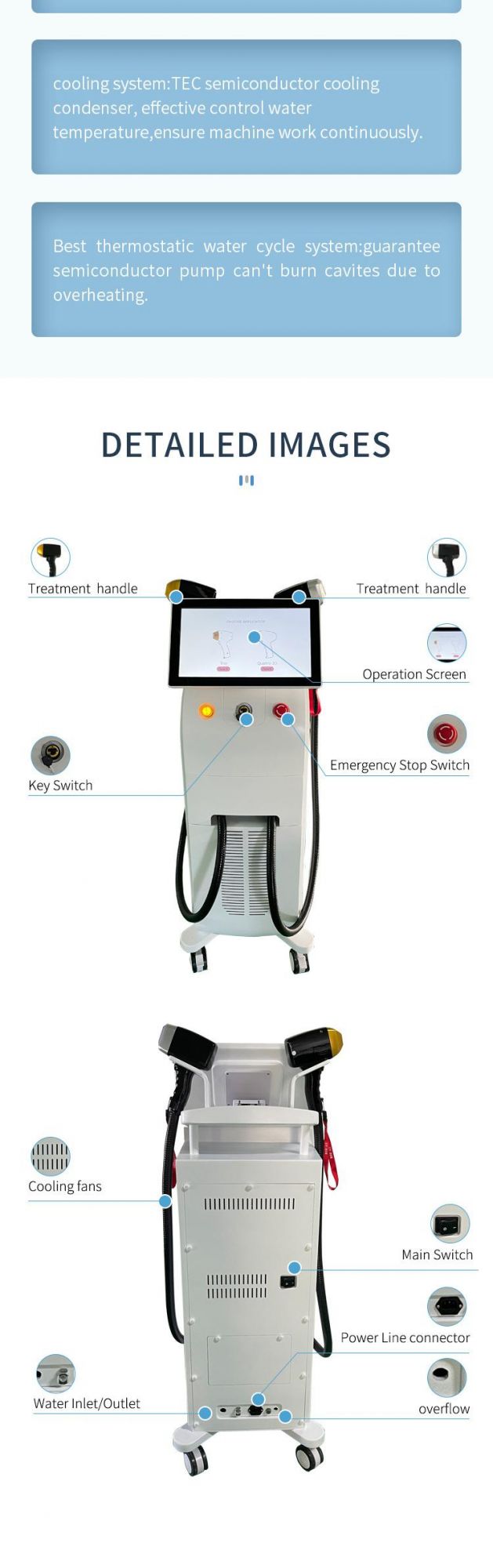 Vertical Professional Epilator System Diode Laser 808nm Hair Removal Machine