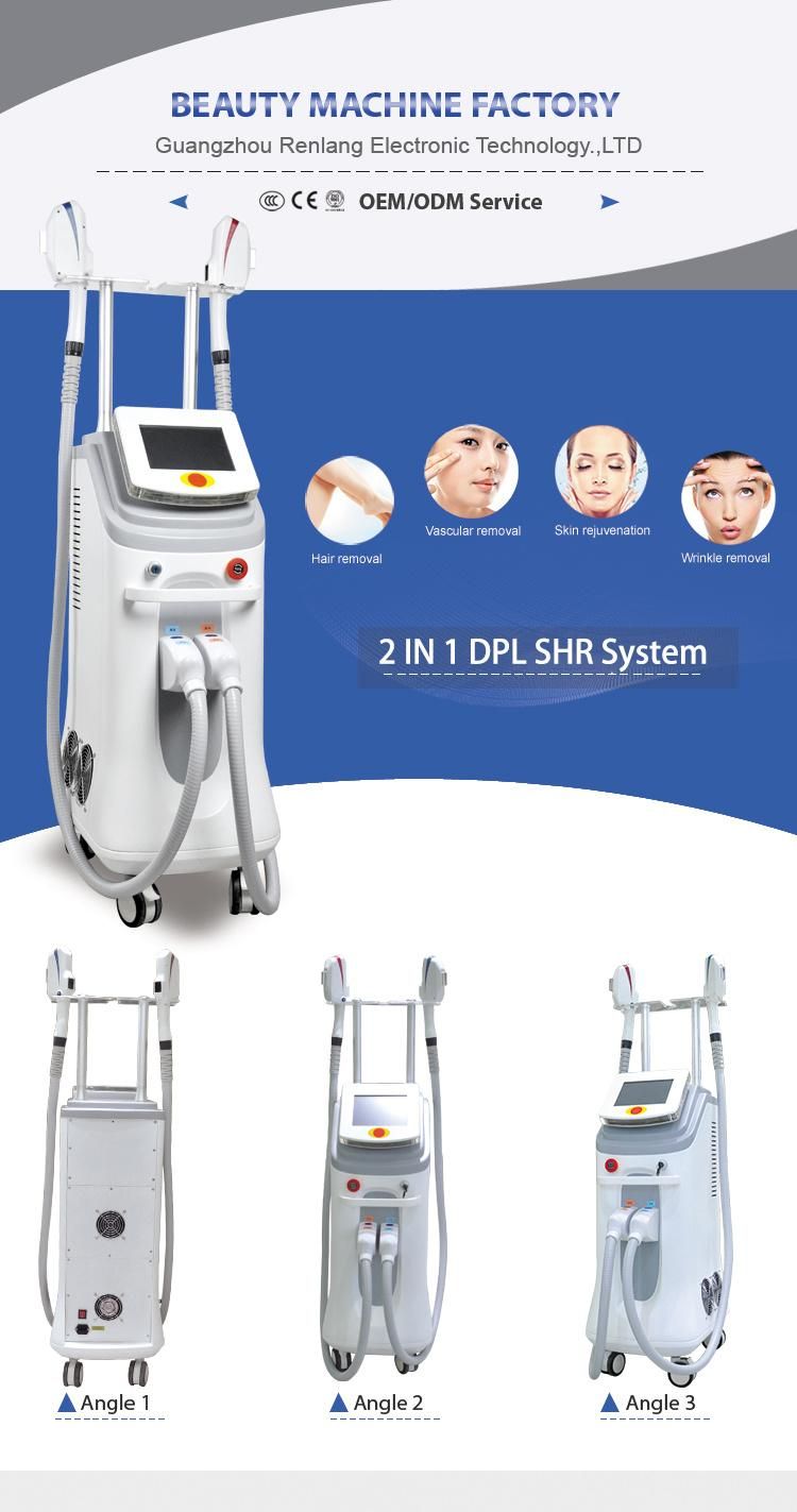 2019 Vertical Type 2500W Power Double Dpl Opt Shr IPL Hair Removal Device for Salon Use with Effective