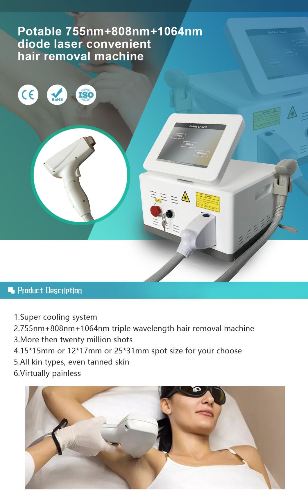 High Quality 3 Wavelength Diode Laser Soprano Painless Hair Removal