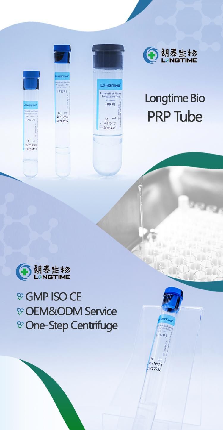 Medical Device Zhuhai Longtime Prp Tube Set Medical Supplies in 9ml 10ml Prp Tube