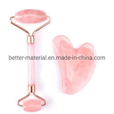 OEM Private Label Face Lift Anti Aging Natural Facial Pink Rose Quartz Gua Sha Jade Roller Factory Price