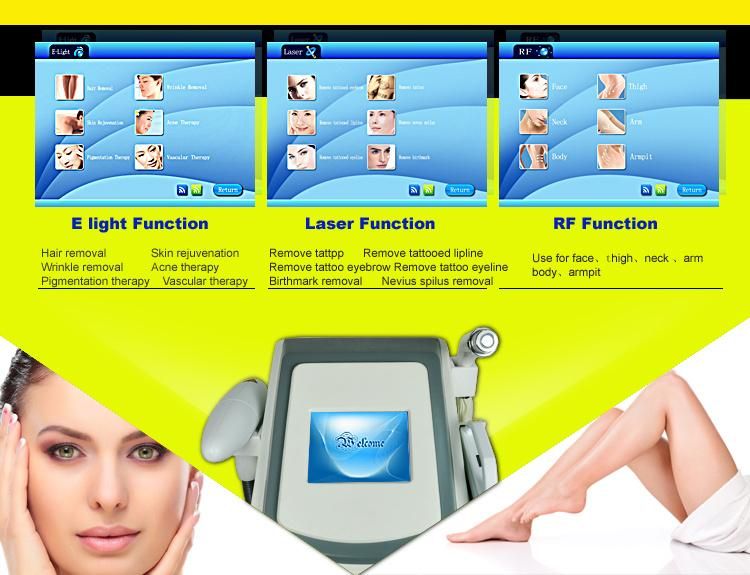 Ce Approved Elight IPL RF ND YAG Laser 3 in 1 Multifunctional Beauty Machine