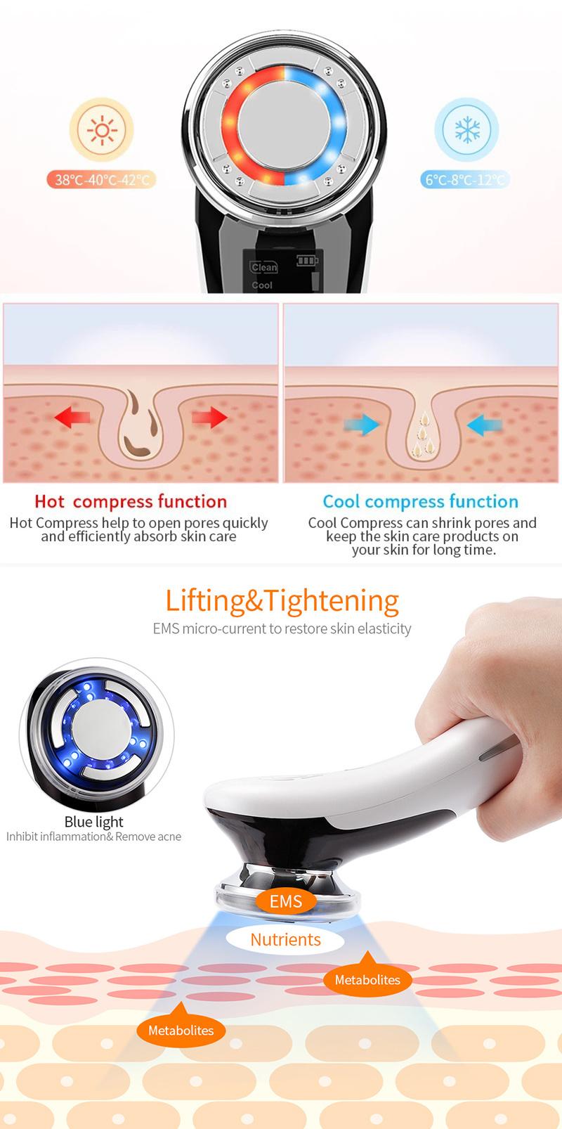 EMS Hot and Cold Photon Introducer EMS Galvanic Anti-Wrinkle Lift Facial Skin Beauty Machine