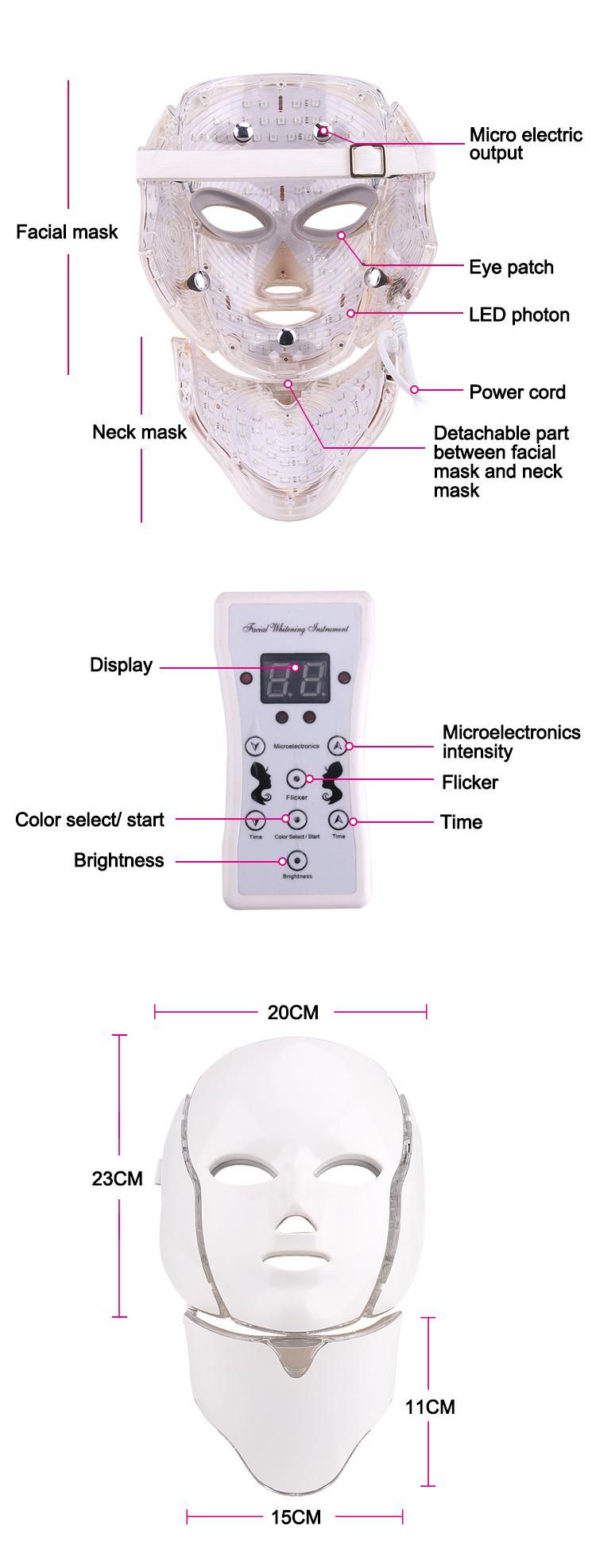 Konmison FDA Approved 7 Colors LED Light Therapy PDT Facial Mask