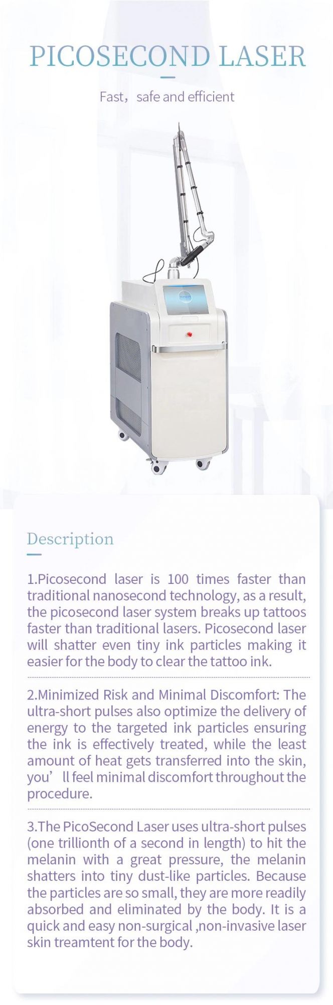 Picosecond Laser Picolaser All Color Tattoo Removal Equipment