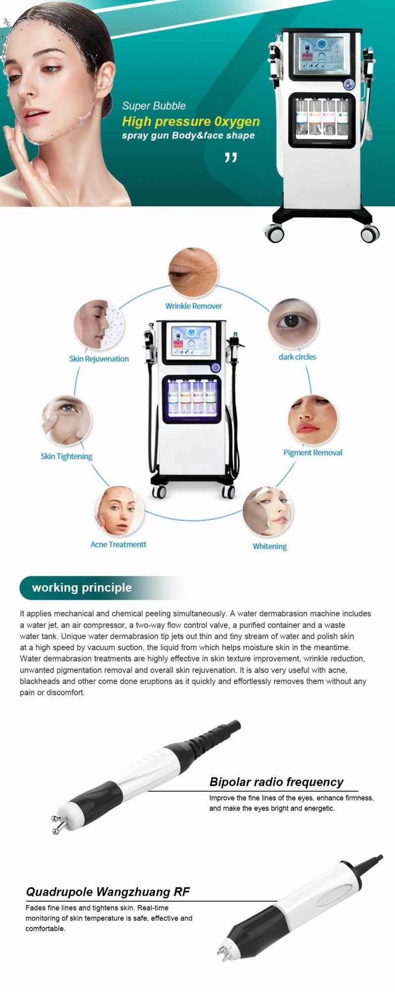 7in1 Vertical Facial Dermabrasion Photo Light Skin Care SPA Machine