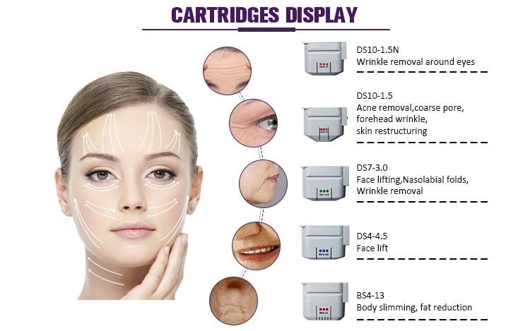 5 Cartridges Anti Aging Wrinkle Removal Hifu Machine Lines Face Lift Beauty Equipment Facial Skin Rejuvenation