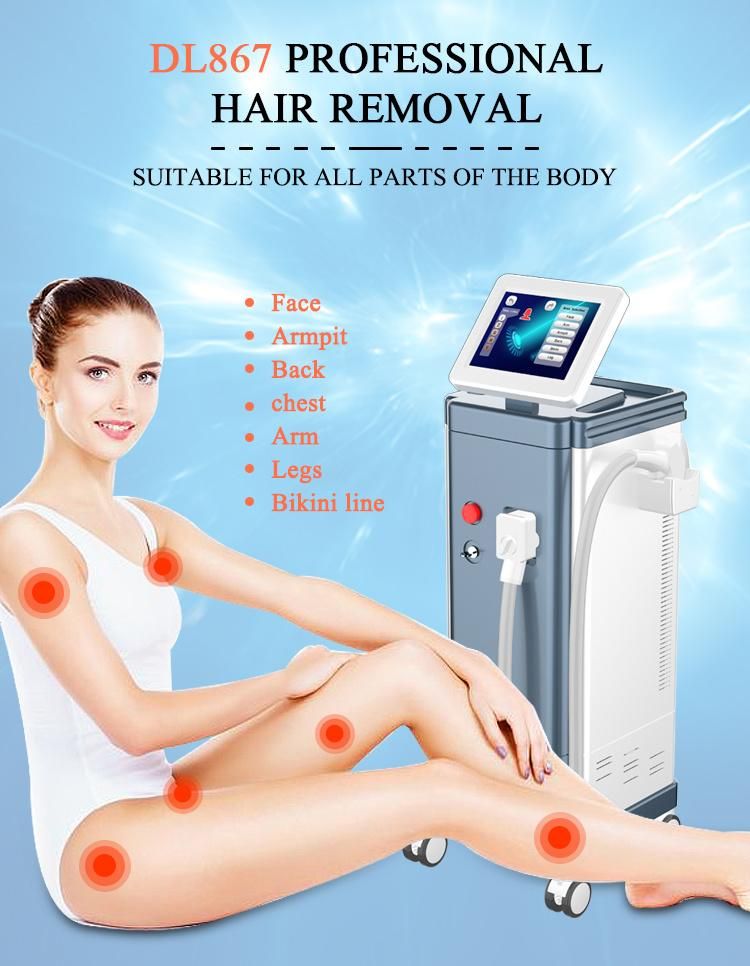 Effective Strong 10 Bar 20 Millions Flashes Diode Laser 808nm Hair Removal for Salon
