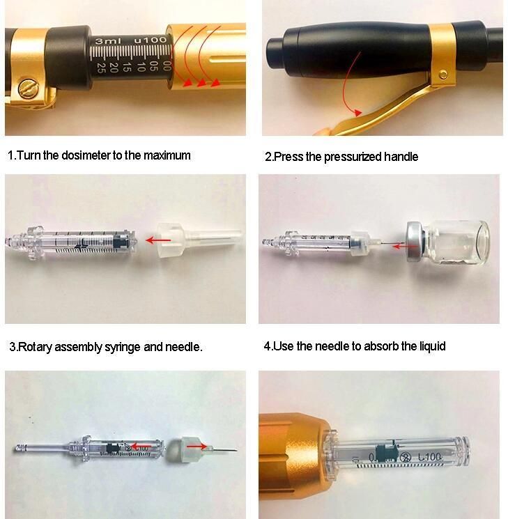 Hyaluronic Pen for Hyaluronic Acid Dermal Filler or Vc Injection with High Pressure Needle-Free Meso Gun Mesotherapy