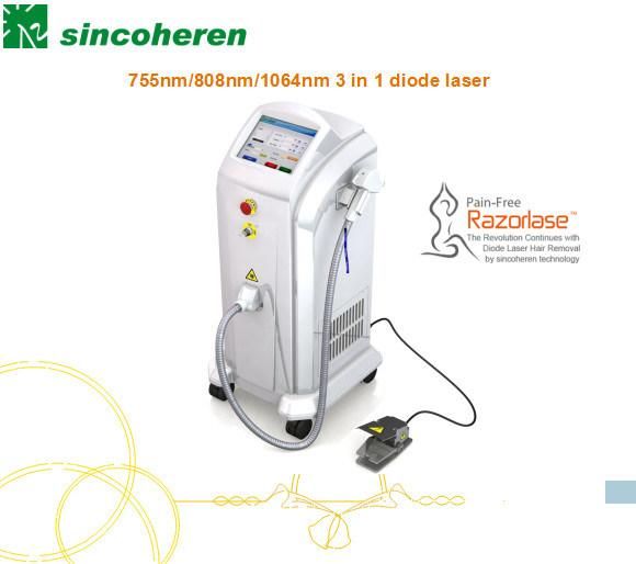 The Most Popular 3 in 1 Diode Laser 755nm/808nm/1064nm Hair Removal Machine