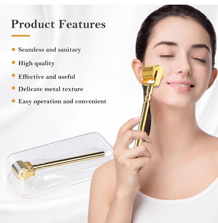 Seamless Metal Derma Roller 0.2mm 0.3mm High Quality Gold Face Acne Scar Micro Needling Derma Roller