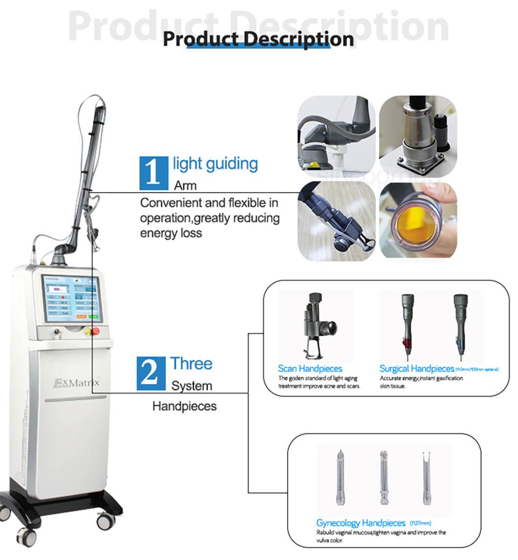 Exmatrix CO2 Laser Machine Medical Scar Removal Skin Resurfacing Rejuvenation Vaginal Laser Tightening Equipment RF Tube