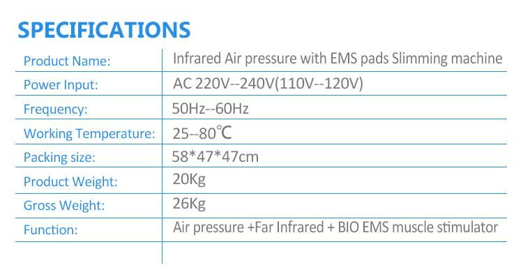 Professional 3 in 1 Far Infrared Pressotherapy EMS Slimming Machine