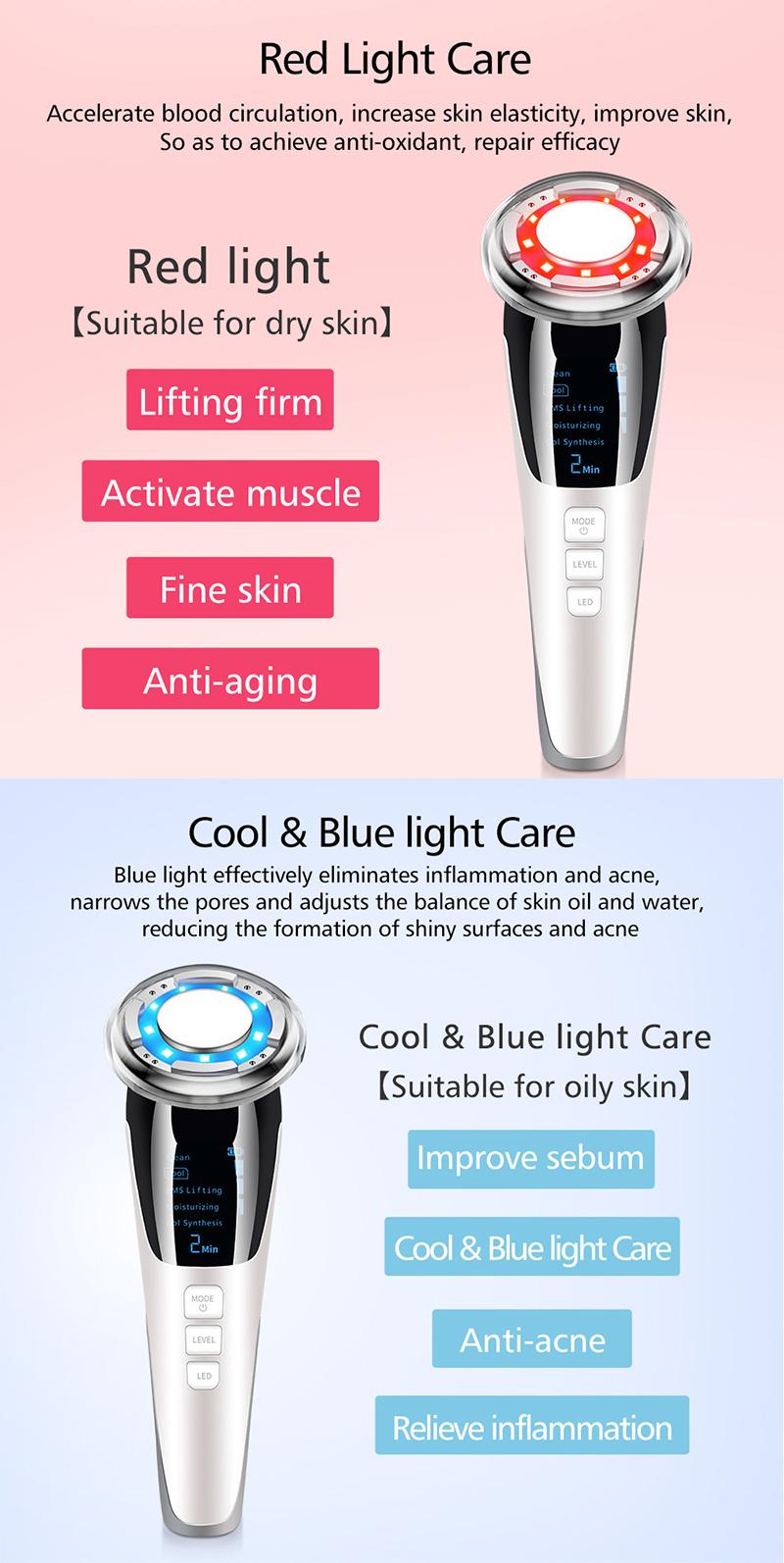 EMS Hot and Cold Photon Introducer EMS Galvanic Anti-Wrinkle Lift Facial Skin Beauty Machine