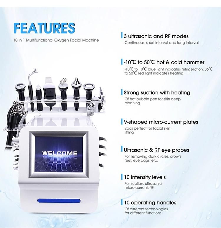 Strong Suction Hot Bubble Cleaning Ultrasonic Oxygen Injection Hydrafacial Machine