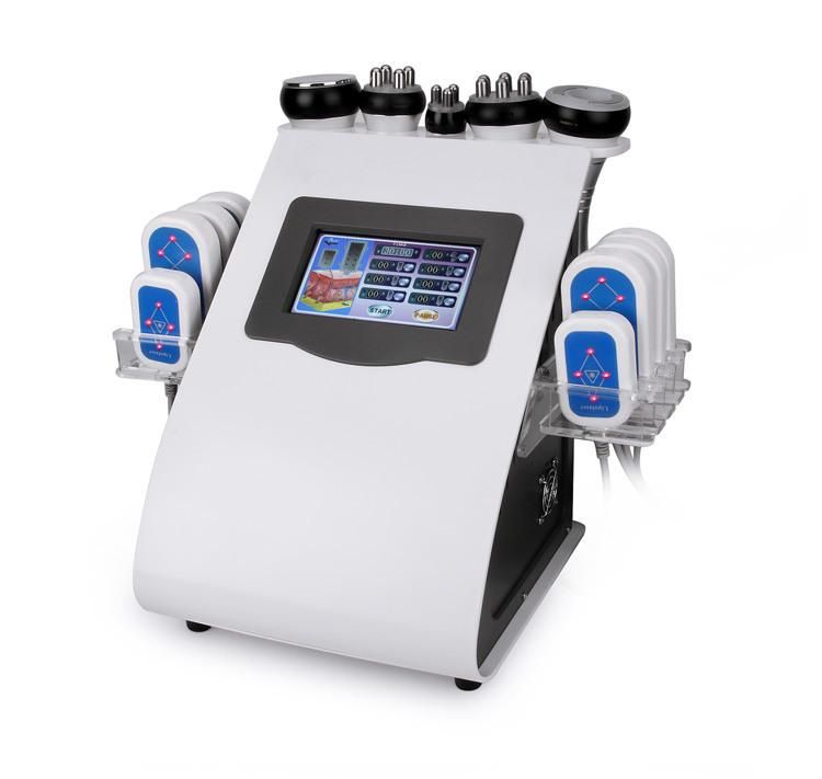 Portable 6 in 1 RF Vacuum Cavitation Slimming Machine with Lipolaser Pads